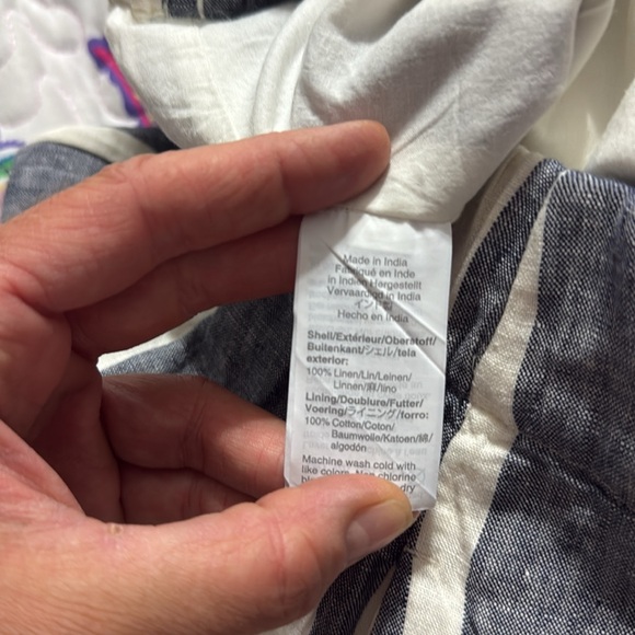 J. Crew Linen Striped Elastic Waist A-line Mini Skirt w/ Pockets Size: M - Picture 7 of 8